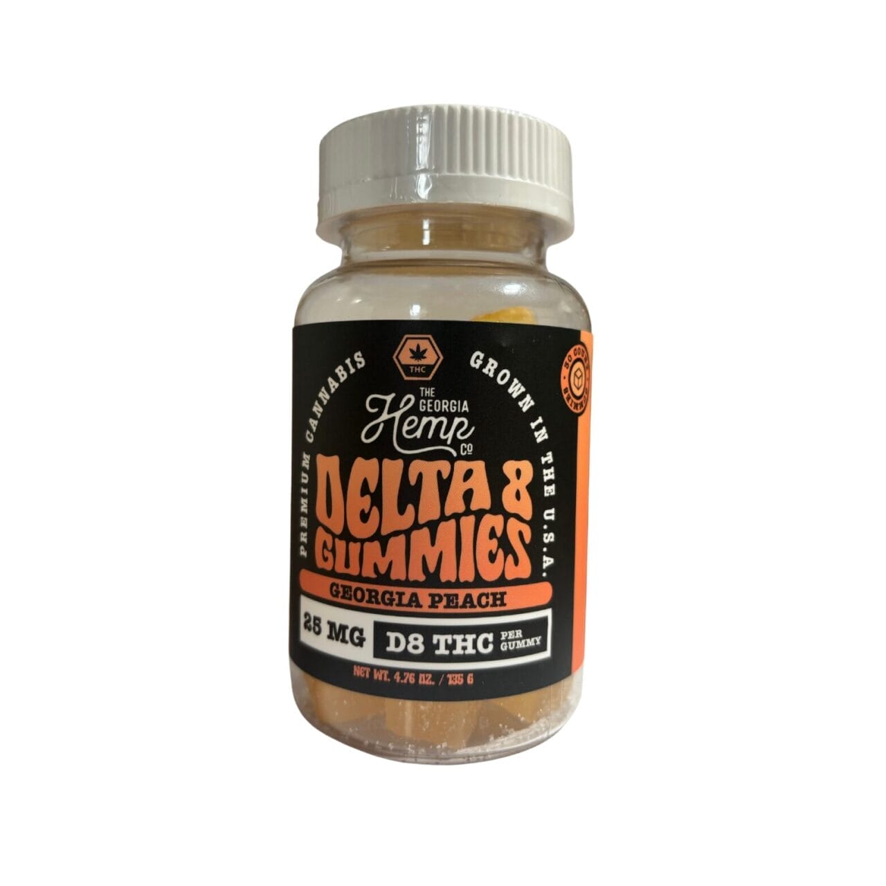 25mg Delta 8 Gummies - Peach - 30ct